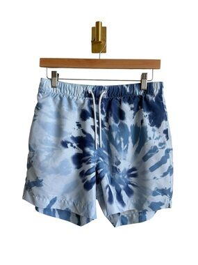 Abercrombie & Fitch Men's Lined Athletic Shorts Blue Tie Dye Stretch Size S